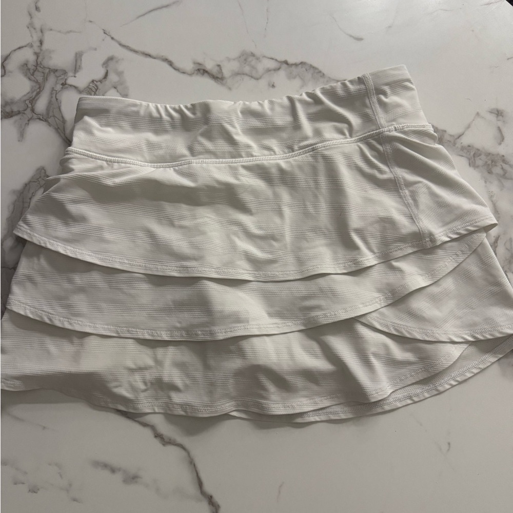 Athleta White Tiered Ruffle Skater Skirt